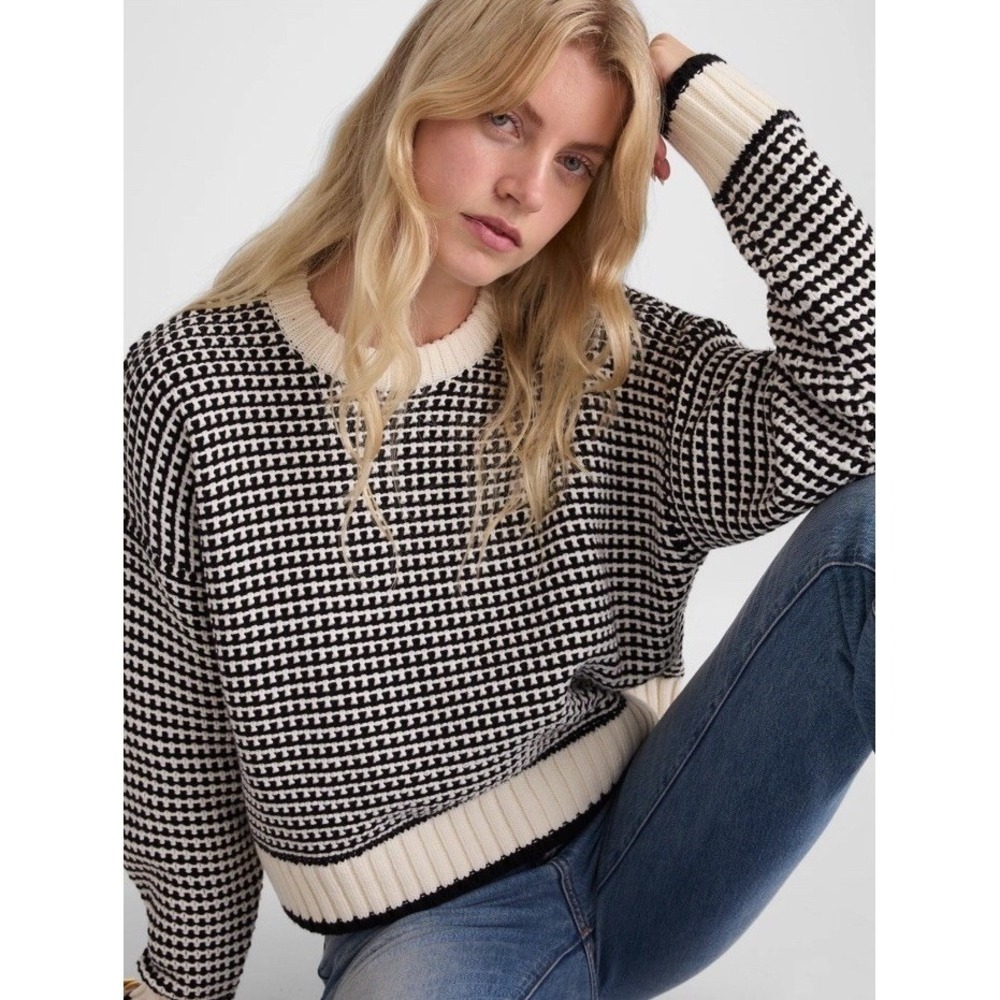 MADEWELL NWT Textured-Stitch Crewneck Sweater in 100% Cotton NY459 Size‎ XS